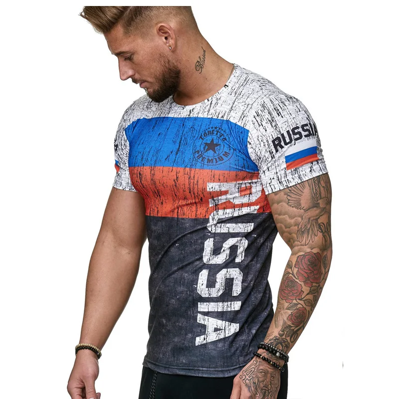 3D printed Russian T-shirt men summer short-sleeved German men shirt patriotic male cotton T shirt men Boutique clothing tee