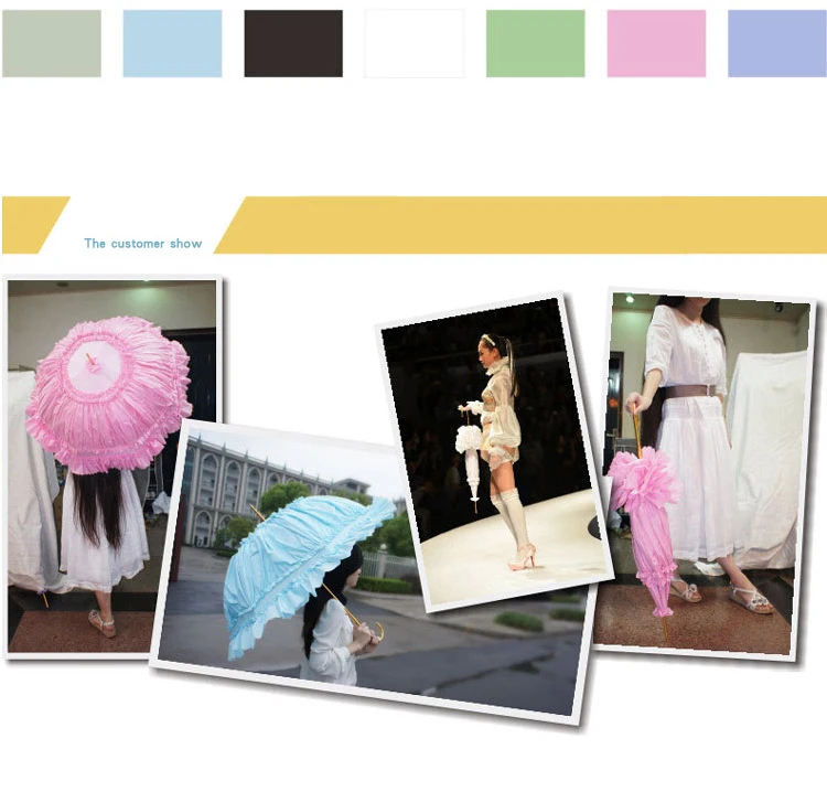 Новая принцесса кружева Косплей кружева зонтик невесты длинная ручка с зонтиком Свадебный зонт-Монопод