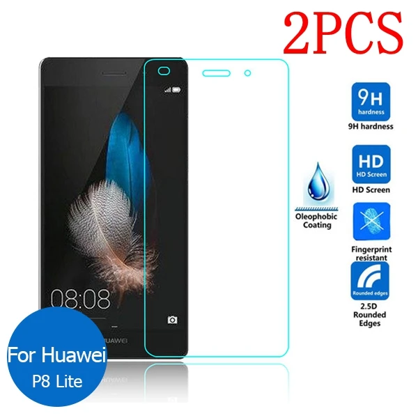 

2PCS Original Tempered Glass For Huawei P8 Lite Screen Protector Thoughed protective film For ALE-L02 ALE-L21 ALE-L23 glass
