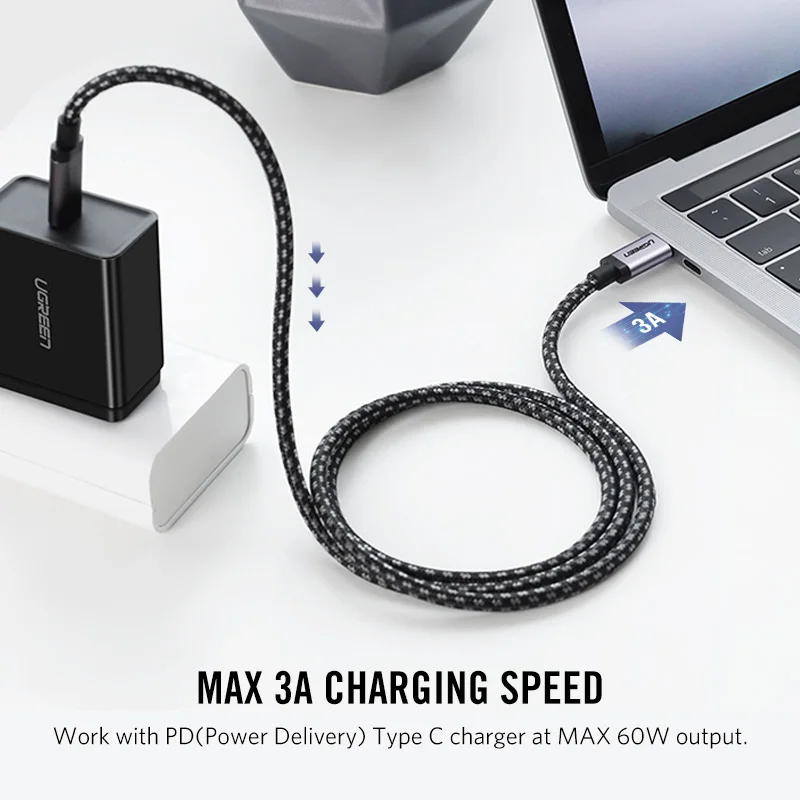 Tipo C 3.1 USB Ugreen USB C Macho a Tipo de Cable Macho 5X Cable Cargador rápido para Xiao 4C Nexus, Nexus 6 P, OnePlus 2, ZUK Z1, Nokia N1
