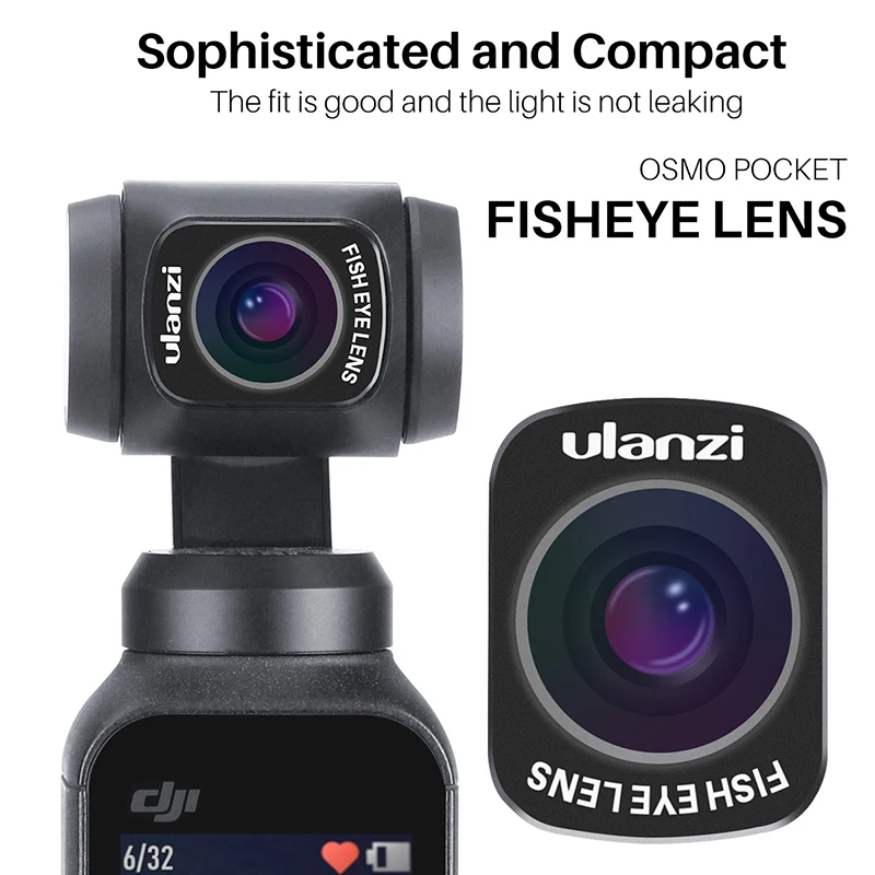 Ulanzi OP 8 магнитная линза рыбий глаз для DJI Osmo Карманная камера широкоугольные