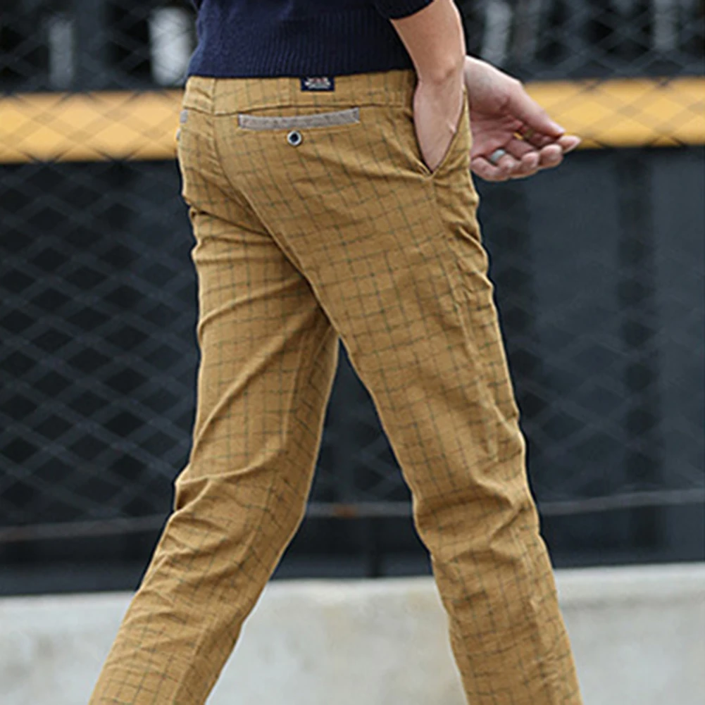 Новые деловые вечерние клетчатые мужские прямые брюки с принтом облегающие модные длинные брюки
