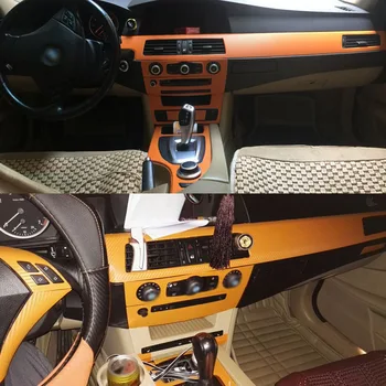 

Car-Styling New 3D Carbon Fiber Car Interior Center Console Color Change Molding Sticker Decals For BMW 5 Series E60 06-10