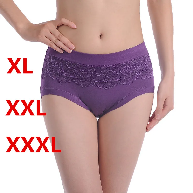 

10pcs/pack Ladies Lace Panties Plus Size Women Bamboo Underwear Sexy Lingerie Female Middle Waist Briefs Elastic Underpants XXXL