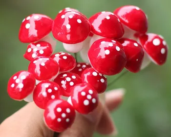 

50pcs/set Foam Dot Mushroom with Iron Wire Pin Pins For Moss Terrarium Home Desktop Decor/Crafts/Bonsai/Doll House/Miniatures