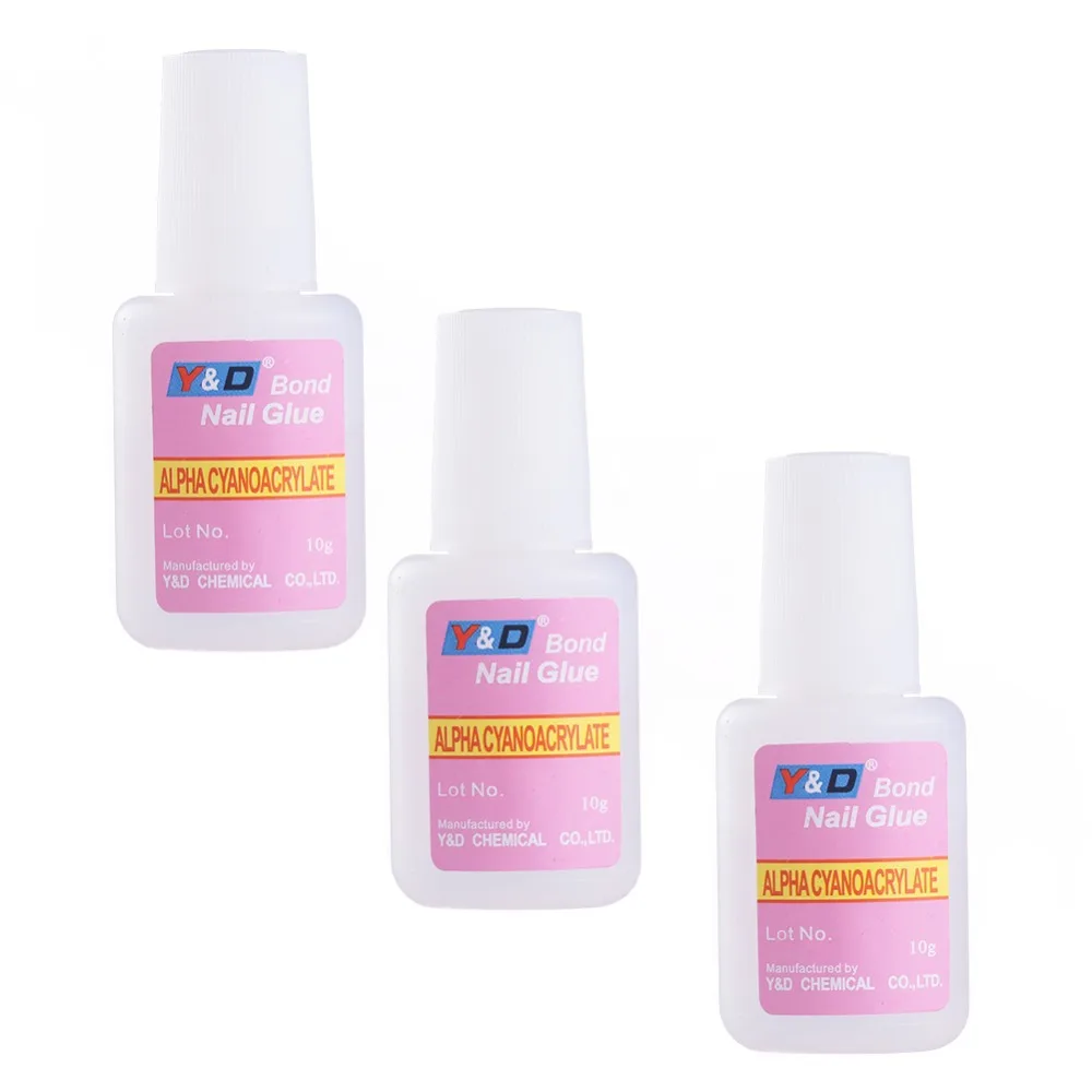 3Pieces/Lot 10g Nail Art Glue Tips Glitter UV Acrylic Rhinestones