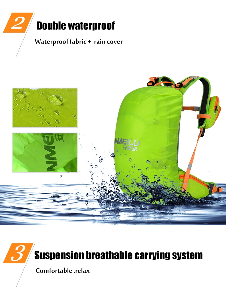 Flash Deal ANMEILU 20L Waterproof Breathable Bicycle Bag MTB Moutain Bike Hydration Backpack Nylon Travel Hiking Climbing Bag, No Water Bag 15