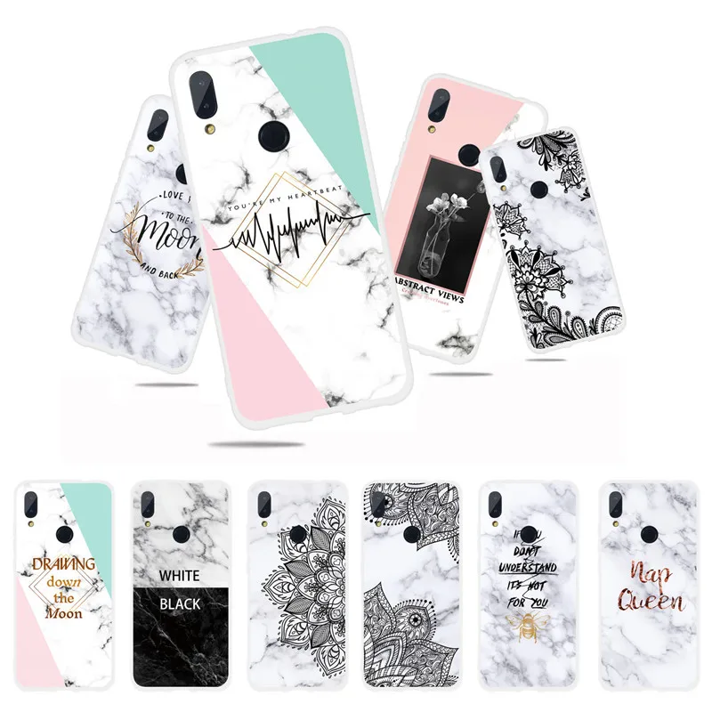 

For Xiaomi Redmi Note 7 Case Cover Soft TPU Silicon Marble Stone Pattern Redmi Note 7 Pro Phone Case Coque Xiomi note7 case 6.3"