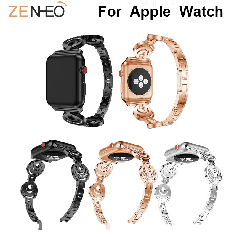 Роскошные Стразы для Apple Watch band series 4 3 2 1 40 мм 44 38 42 браслет часов солнце и луна