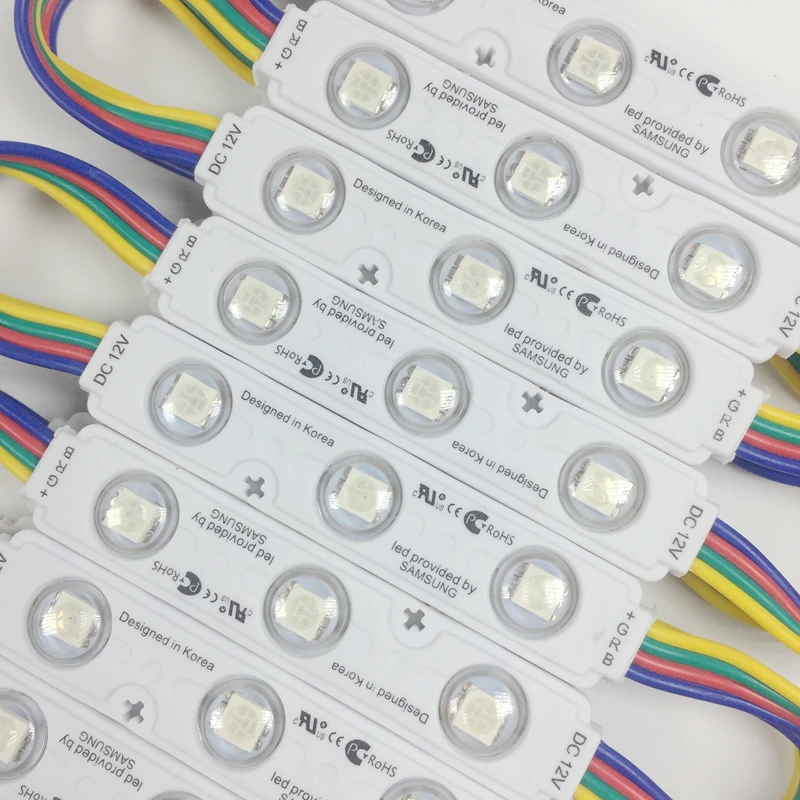100pcs/lot LED Injection 5050 RGB LED Module 1.5W 12V waterproof Color ...