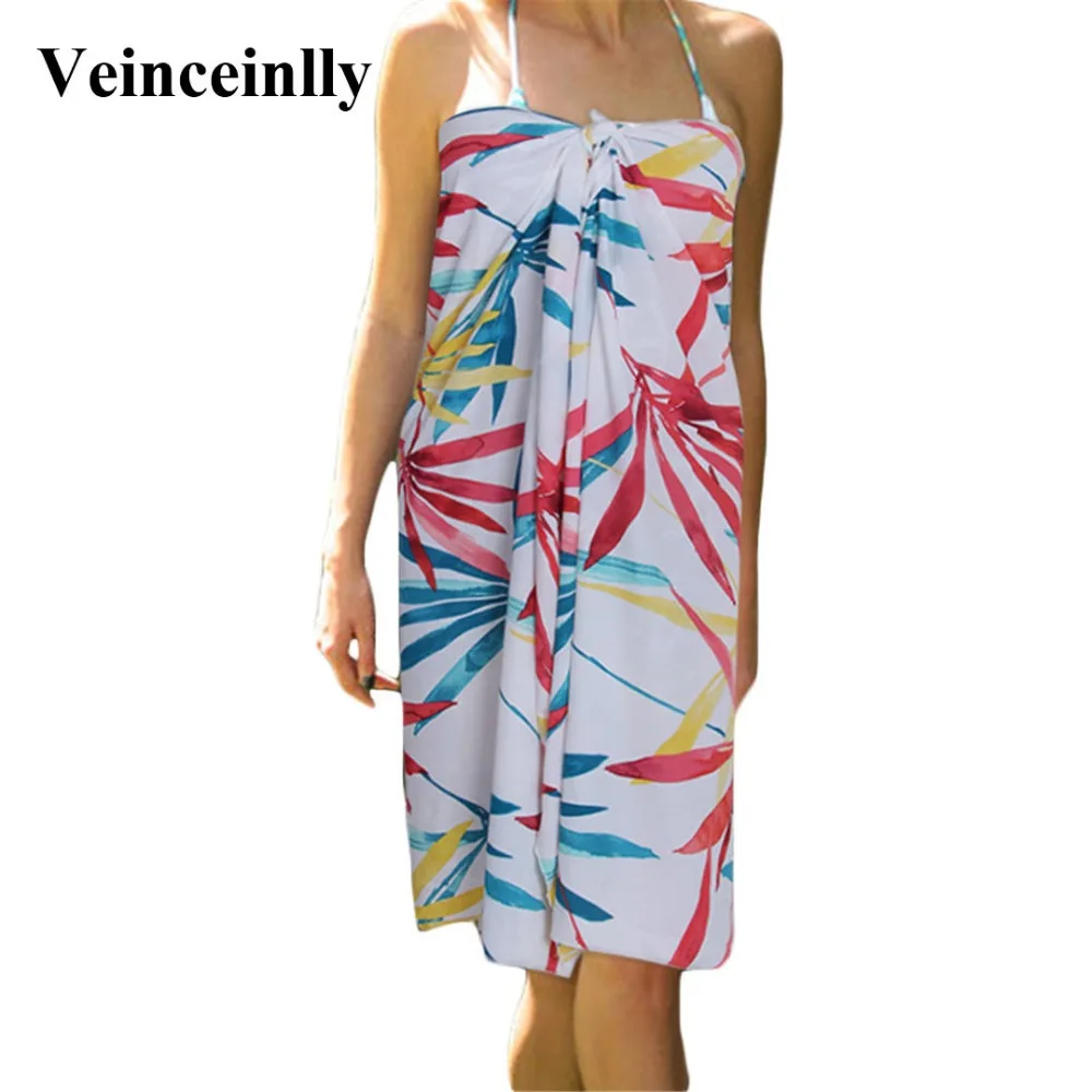 2018 Leaves Printed Scarf Tunic Beach Cover Up Cover ups Chiffon Wrap