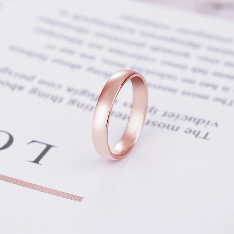 Новое гладкое минималистичное гладкое кольцо из титановой стали, розовое золото, сферическое кольцо из нержавеющей стали для пары, Женское кольцо - Цвет основного камня: rose gold