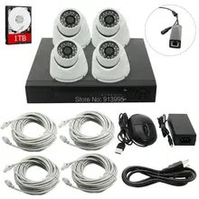 CCTV 4 канала 720 P NVR H.264 P2P Товары теле- и видеонаблюдения охранных Камера система hdd мини POE купол Камера Kit День ночной ИК