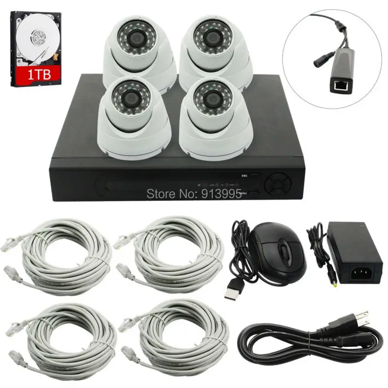  CCTV 4 canal 720 P NVR H.264 P2P sistema de cámara de vigilancia seguridad para el hogar hdd Mini P