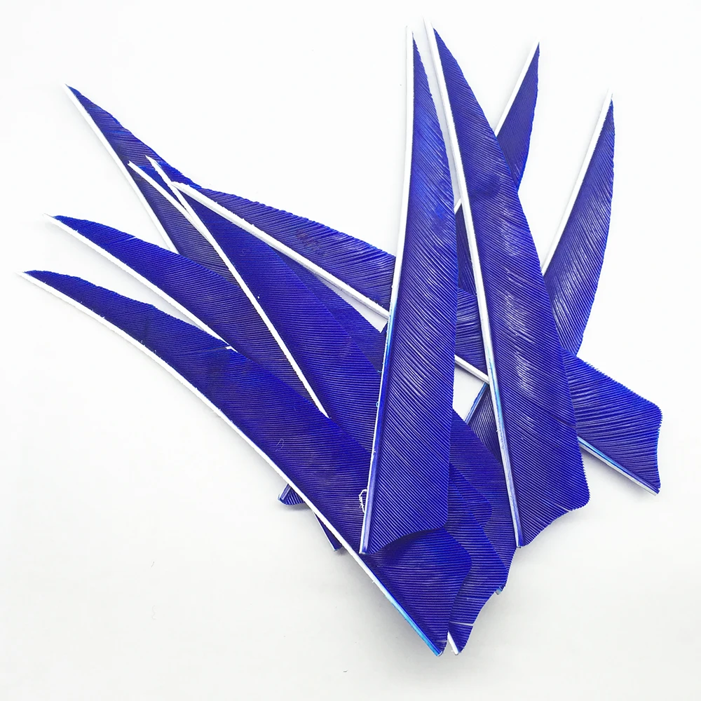 

20/40/60/80/100 PCS/bag 5" Blue Turkey Feather For Wooden Bamboo and Reed Arrow Handcraft Fletching Bow and Arrow Feather FT02