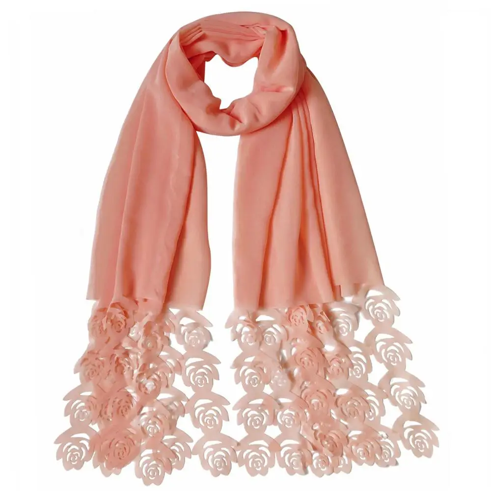 180*85 см Популярные розовые и цветок Лазерная резка пузырь шифоновая повязка на голову полые шарфы хиджаб кашне в мусульманском стиле головной платок - Цвет: 11 peach