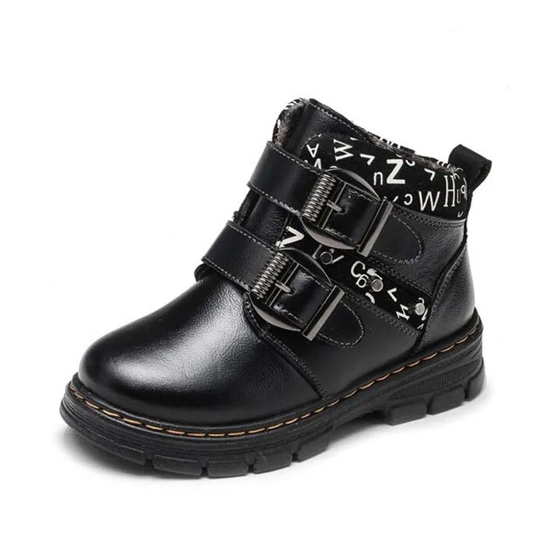 

2017 New Children's Shoes real leatehr boots for boys Top quality girls winter snow boots casual kids plush boots for 2-14Years