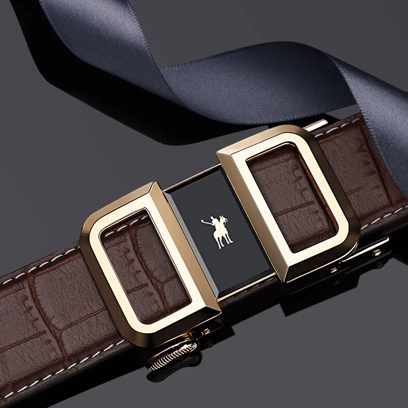 Najtaniej Williampolo automatyczna bezzębna klamra ze stopu mężczyzn pasek ze skóry naturalnej pasek ze skóry bydlęcej dla mężczyzn Business paski męskie 19540 42P