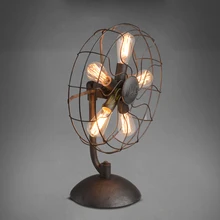 Moda Americana breve personalizado Loft vintage ventilador eléctrico lámpara de mesa e27 con 5 uds lámpara Edison lámpara