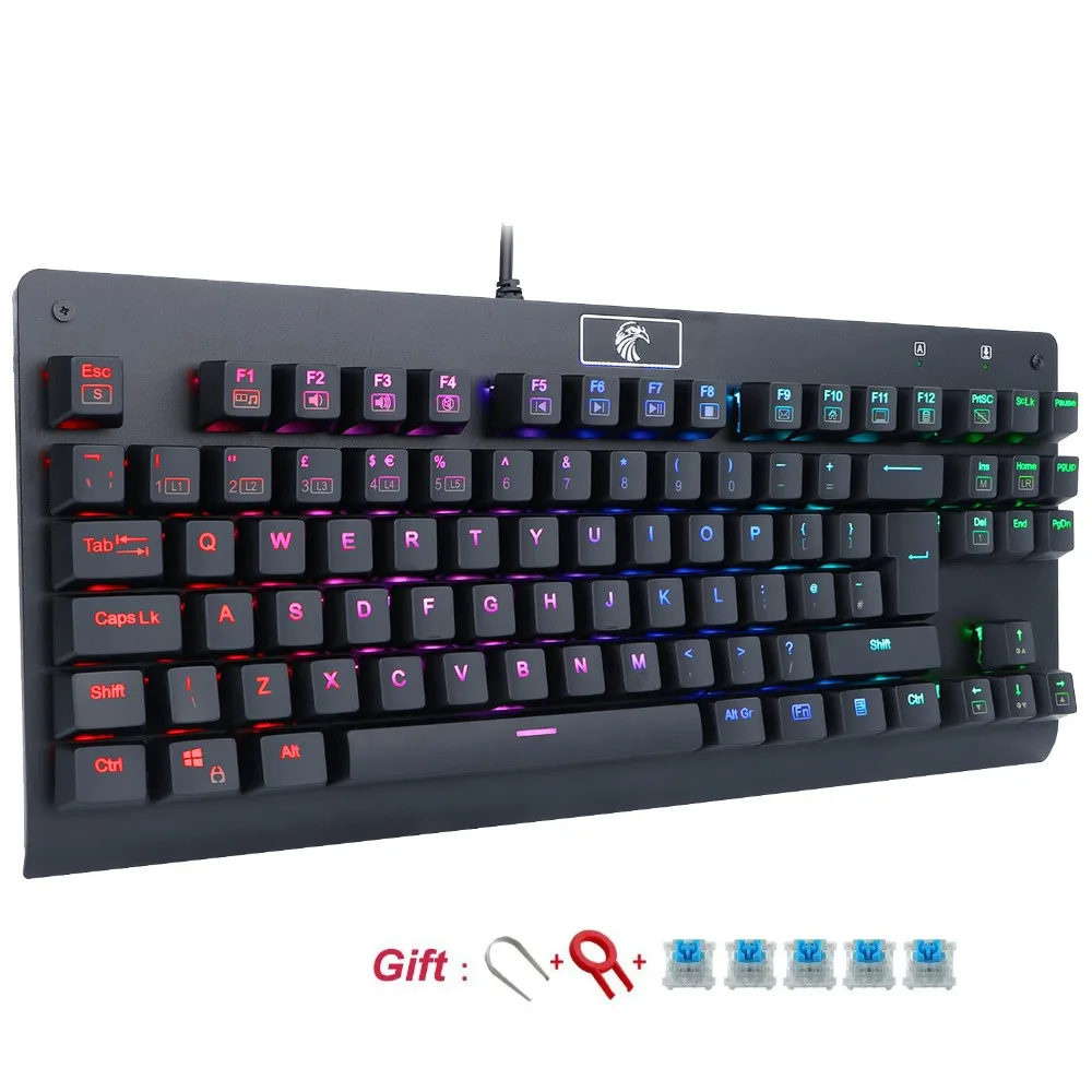 Немецкая раскладка Механическая игровая клавиатура TKL RGB Led подсветка анти-ореолы геймерская клавиатура 88 клавиш щелкающие синие переключатели Z77