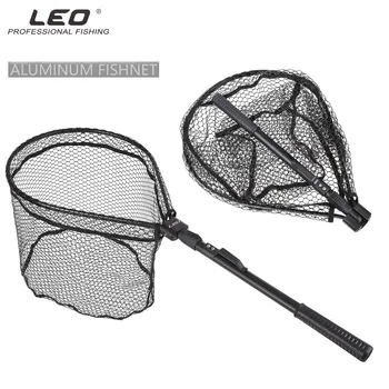 

LEO 27984 Fishing Net Aluminum Alloy Fast Folding Fly Fishing Nylon ABS 40*31cm Slide Block Black Pesca Tuck Hand Net Foldable