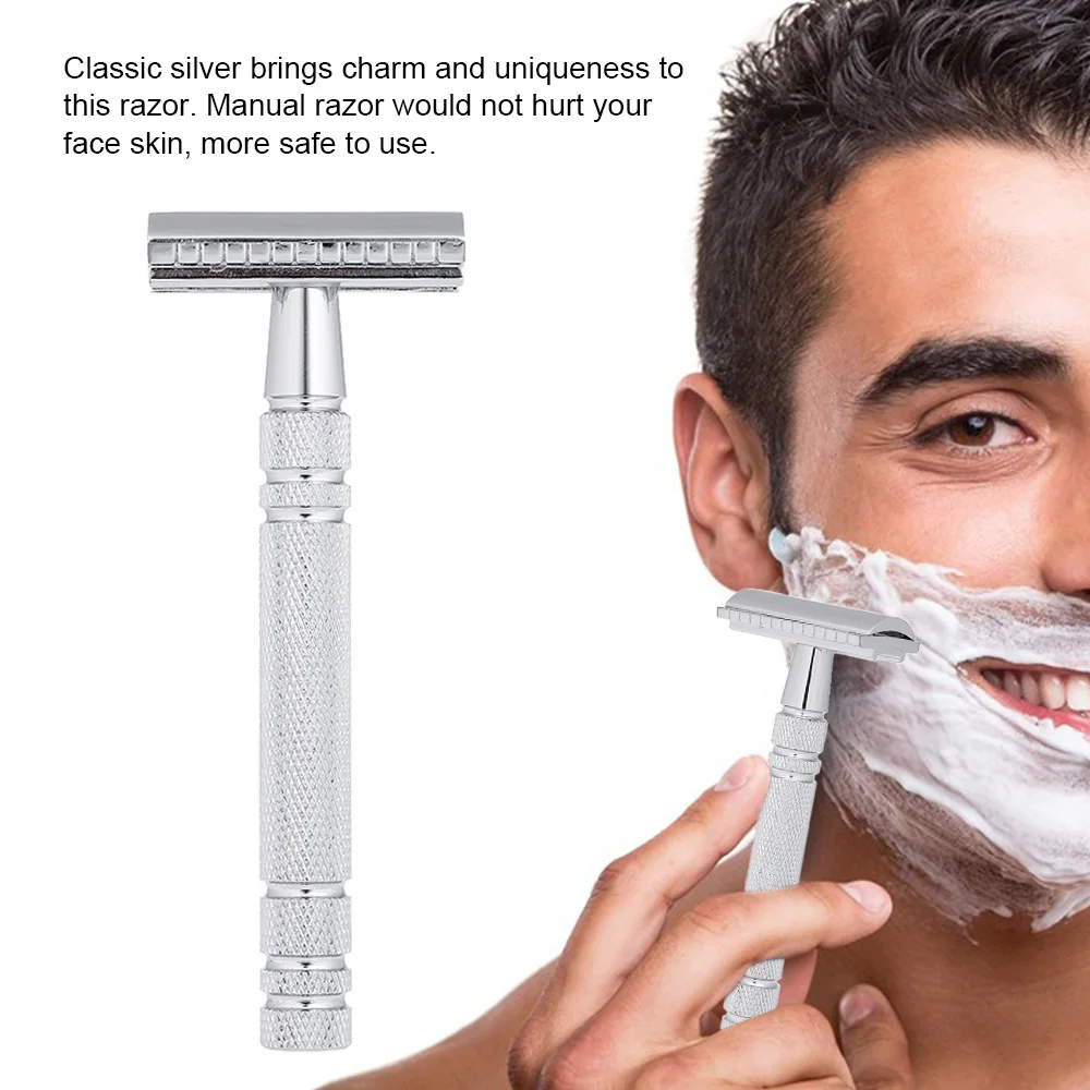

Double Edge Safety Razor Stainless Steel Manual Shaving Razor Traditional Wet Shaver With 20pcs Blades Men's Shaving Tool Set