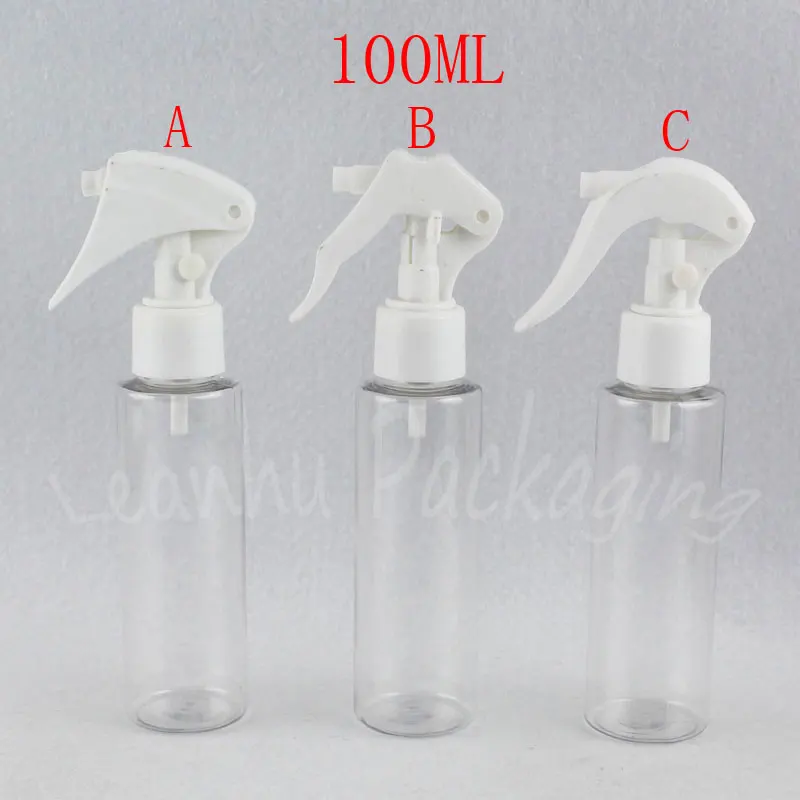 

100ML Transparent Plastic Bottle With Trigger Spray Pump , 100CC Toner / Water Packaging Bottle , Empty Cosmetic Container