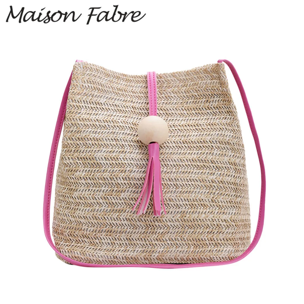 

Maison Fabre bag women Straw Shoulder bag strap Tassel Vintage summer ladies square handbags 2019 designer handbags high quality