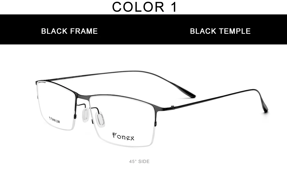 FONEX Оправа очков из титанового сплава, Мужские квадратные очки для близорукости, оправы для очков, полуобода, оптические мужские корейские очки 8101