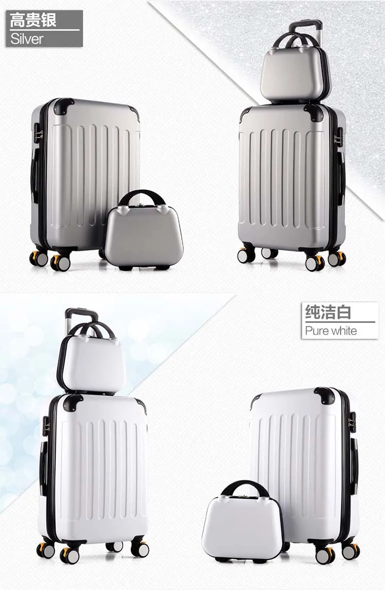 Набор чемоданов комплект багажных сумок на колесиках Spinner Тележка чехол 20 "посадочное колесо женщина косметичка carry-on чемодан дорожные