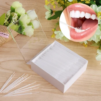 

300Pcs/Lot Portable Soft Plastic Double-headed Brush Stick Floss Pick Toothpick