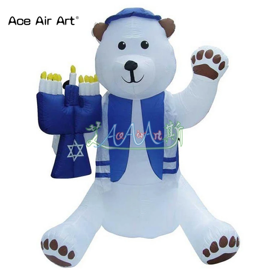  Hot sale inflatable bear with candle in handchanukah inflatable advertising and hanukkah holiday de