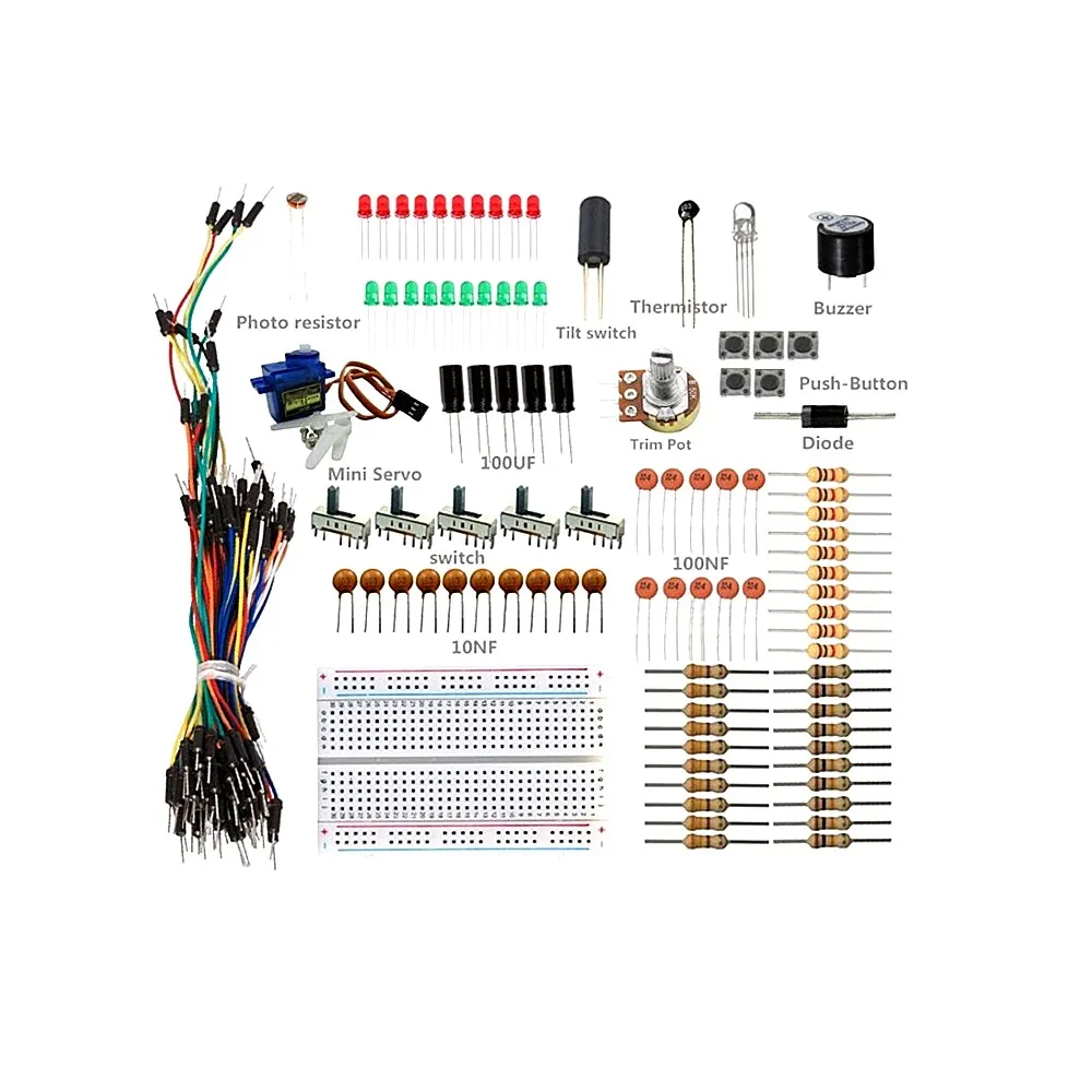 Sidekick Basic Starter Kit w/ Breadboard Jumper wires Color Led Resistors Buzzer For Arduino for UNO R3 Mega2560 Mega328 Nano GCK 