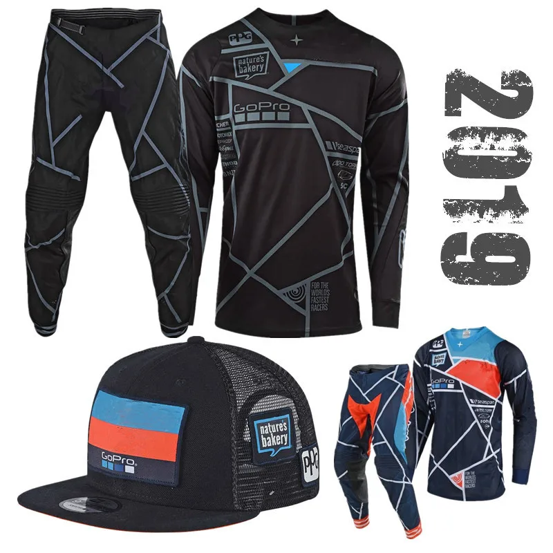 

2019 TOP Motocross Gear Set With Snapback Top ATV MX Moto Combos Off Road Motorcycle Jersey And Pant Include Team Cap
