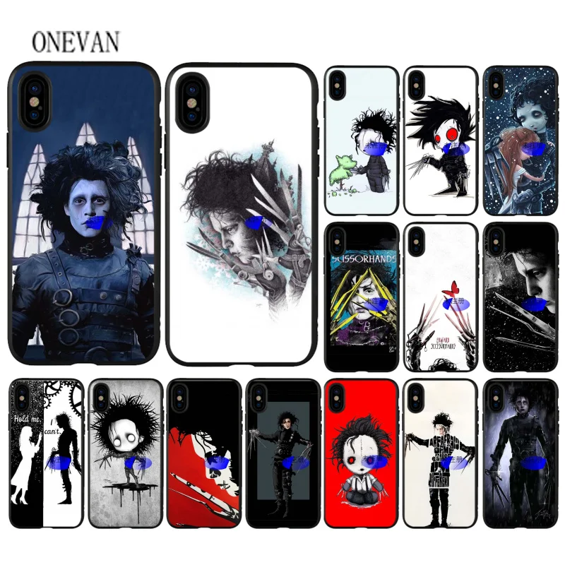 

Edward Scissorhands horror movie poster painting soft Phone Case for Apple iPhone 7 8 6 6S Plus X XS MAX 5 5S SE XR Cover