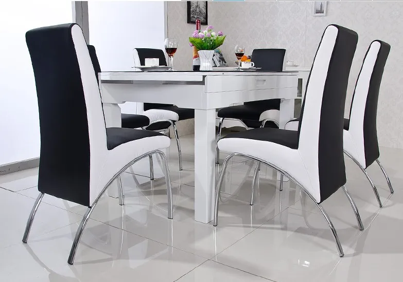 Silla de Comedor moderno, PU de Cuero de Estilo En Forma de V, Comedor