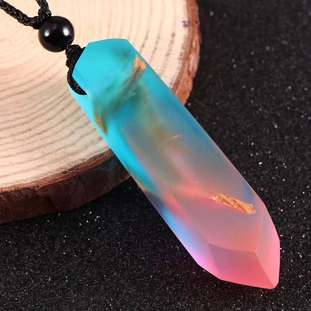 

Women Handmade Wood Resin Sweater Choker Chain Necklace Ethnic Boho Multicolor Smoke Style Resin Wood Sweater Chain