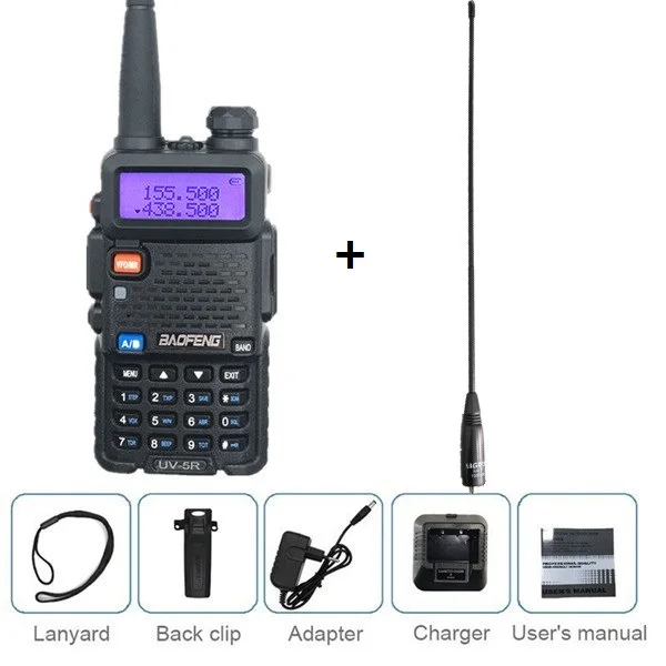 BaoFeng UV-5R иди и болтай walkie talkie “иди и 10 км Любительское радио, Си-Би радиосвязь радиостанции УКВ 136-174& 400-520Mhz uv 5r коротковолновым приемником сканер радиолюбитель VOX - Цвет: Add antenna