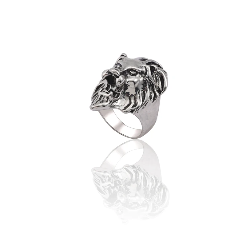 

2019 Vintage Lion Head Ring Men Stainless Steel Steampunk Rings Hip Hop Animal Cool Finger Rings Silver Male Lion Head Jewelry