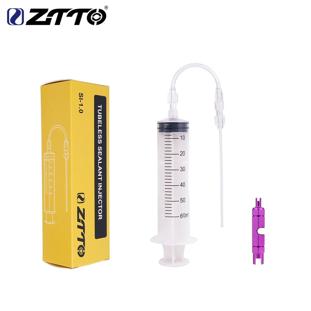 Ztto injetor de vedação para pneu de bicicleta, injetor de selagem sem câmara de ar para bicicleta, mountain bike e de estrada sem válvula ferramenta núcleo,