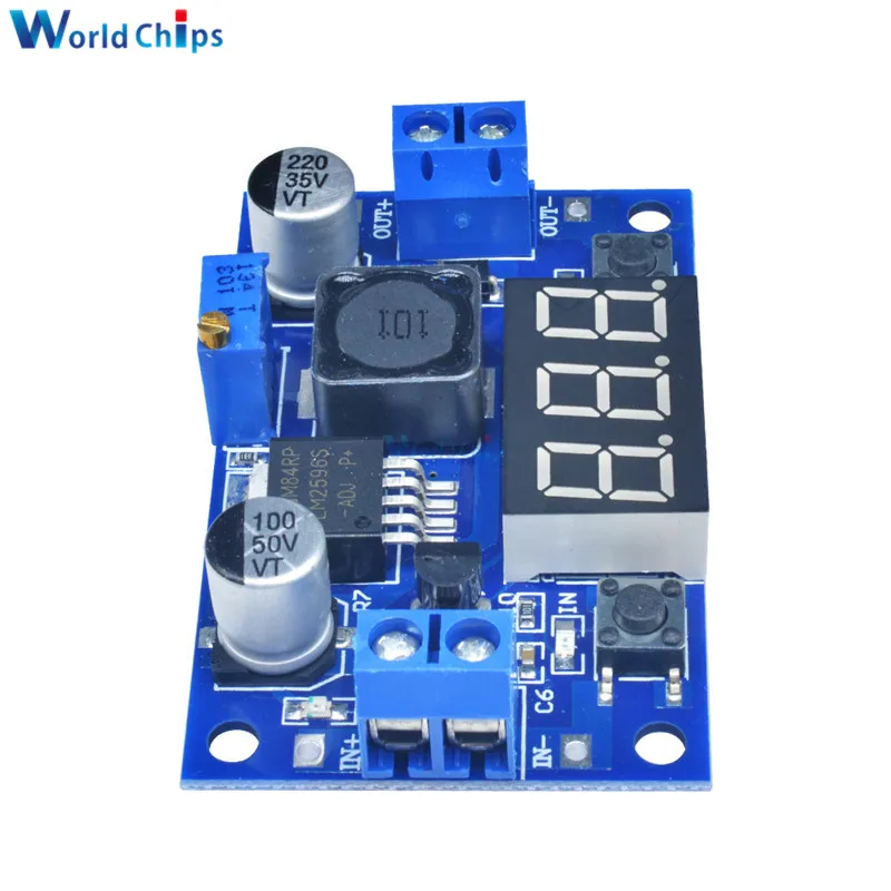LM2596 DC понижающий модуль преобразователя питания DC/DC 4,0~ 40 В до 1,25-37 в 2A Регулируемый регулятор напряжения с светодиодный вольтметр