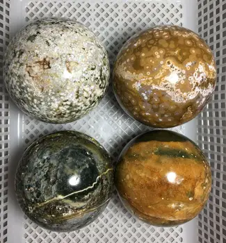 

7.2kg 4pcs wholesale Different size color crystal natural polished ocean jasper crystal ball