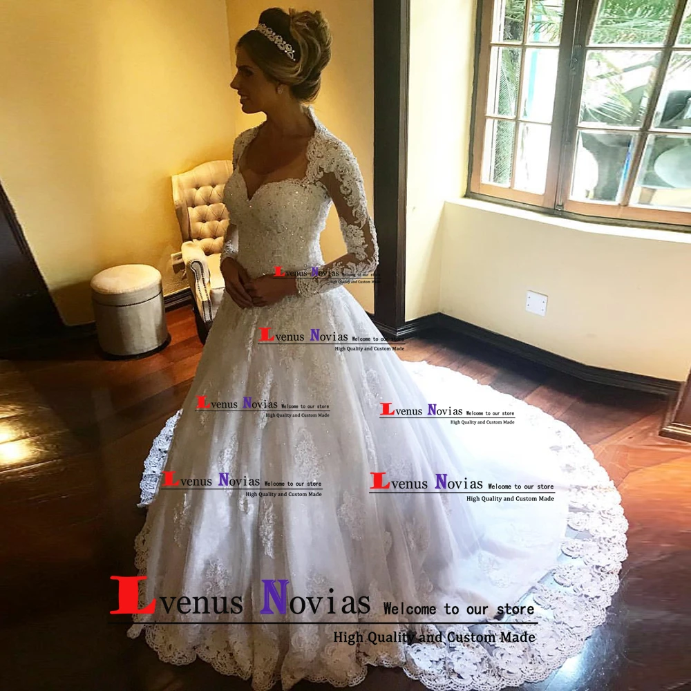 Vestido de noiva com manga longa Vitnage кружевное свадебное платье trouwjurken Сексуальная