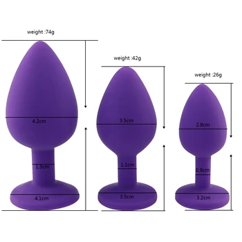 S/M/L 100%Silicone Butt Plug Anal Plugs Unisex Sex Stopper 3 Different Size Adult Toys for Men/Women Anal Trainer For Couples SM 4