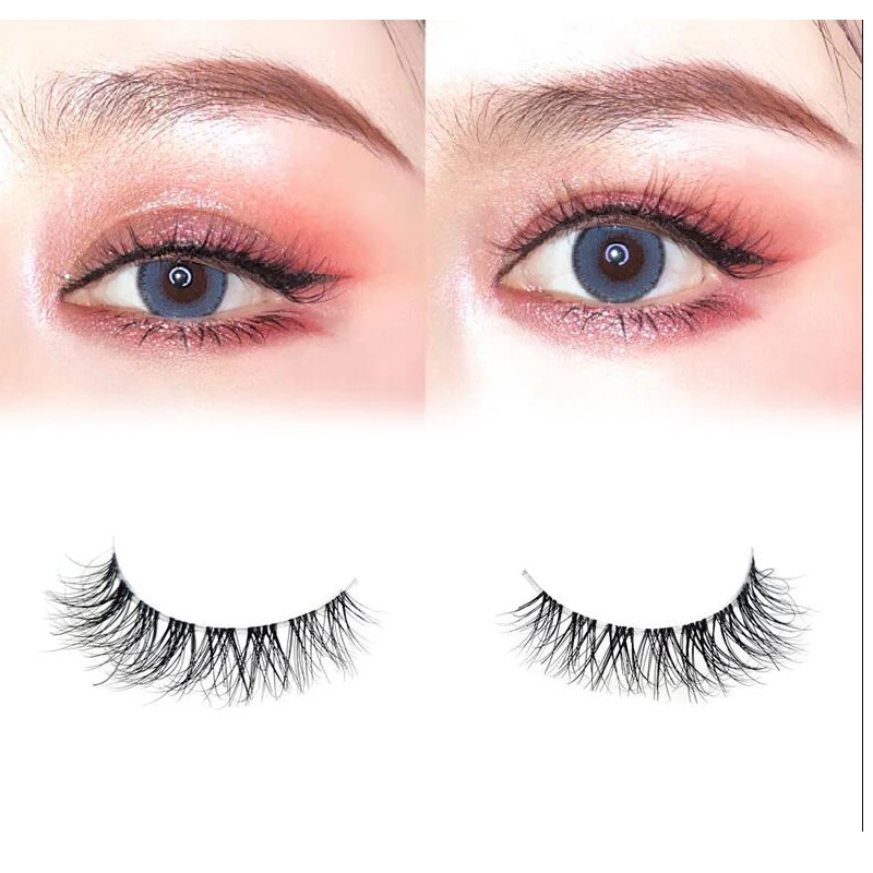 

Transparent stem Mink Hair Eyelashes reusable Natural 3D Mink Messy Popular short False Eyelash Full Strip Eyelashes Extension