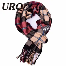 URQ Winter Scarf New Soft Cashmere Scarves Plaid Check Warm Oblong Fringe Unisex Man Woman’s Scarf Pashimina A3A17527