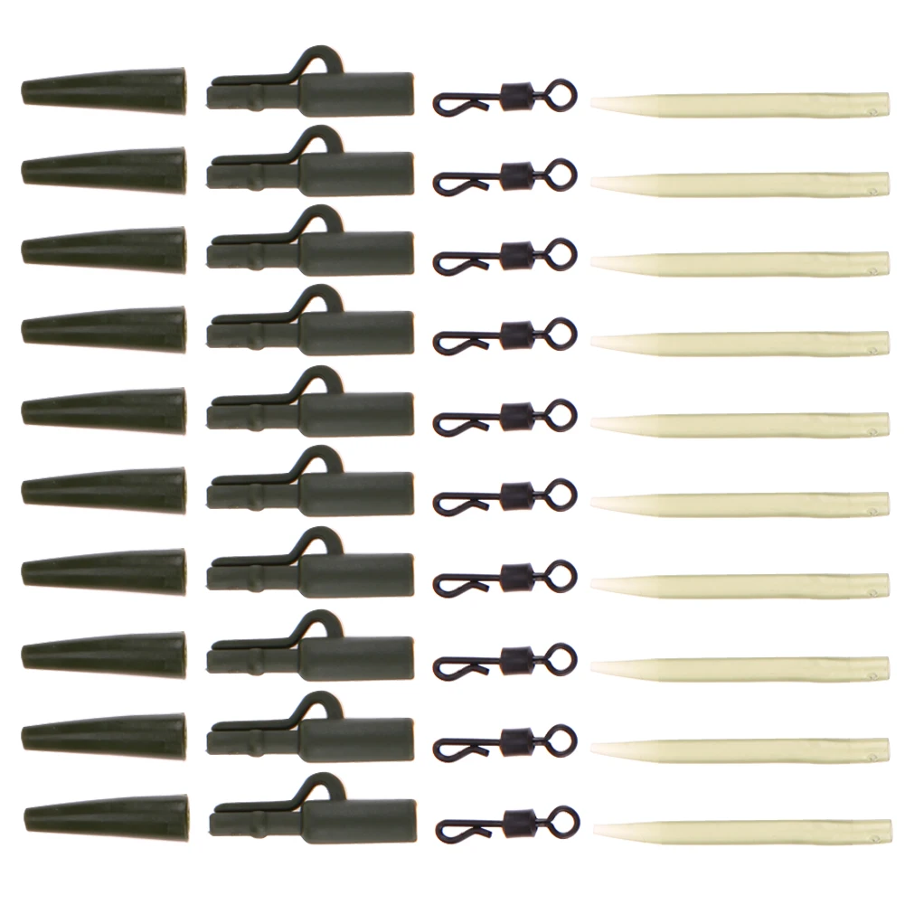 

40pc Fishing Tackle carp lead clips Quick Change swivels Anti Tangle Sleeve and Super Strong Fishing Tool