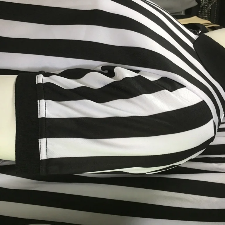 Men professional black white stripes breathable basketball referee shirt