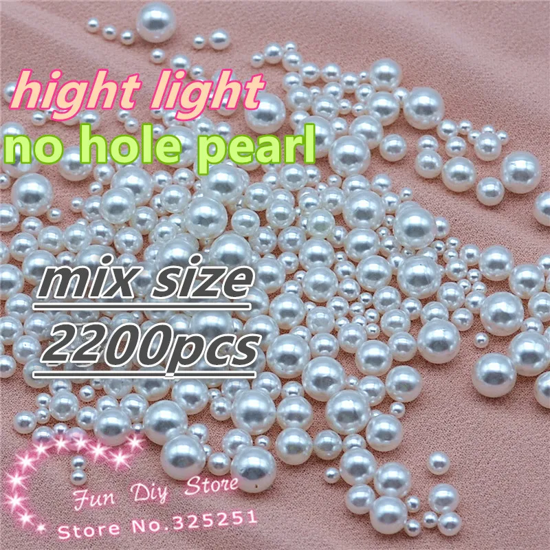 

hight light white no hole round pearl 2200pcs/2 3 4 5 6mm garment beads accessories