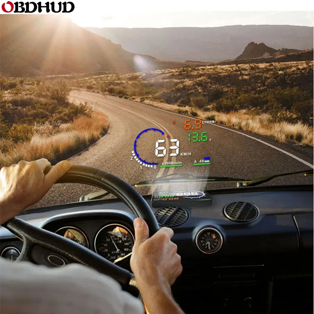 Подлинный OBDHUD A8 5.5In дисплей на лобовое стекло автомобиля проектор OBDII Предупреждение расход топлива Автомобильная сигнализация